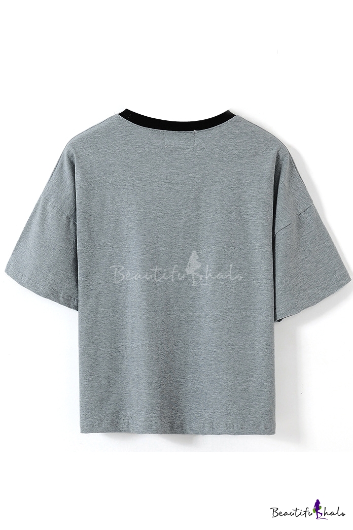 Short Sleeve Stuck On You Print Crop T-Shirt - Beautifulhalo.com