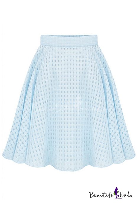 Plain Plaid High Waist A-Line Skirt - Beautifulhalo.com