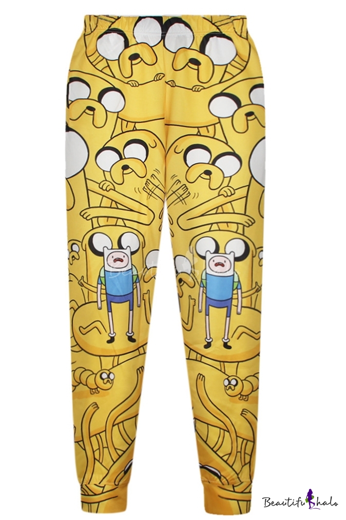 High Waist Adventure Time Print Loose Pants - Beautifulhalo.com