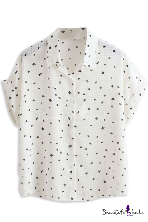 Men's Head Print Short Sleeve Chiffon Shirt - Beautifulhalo.com