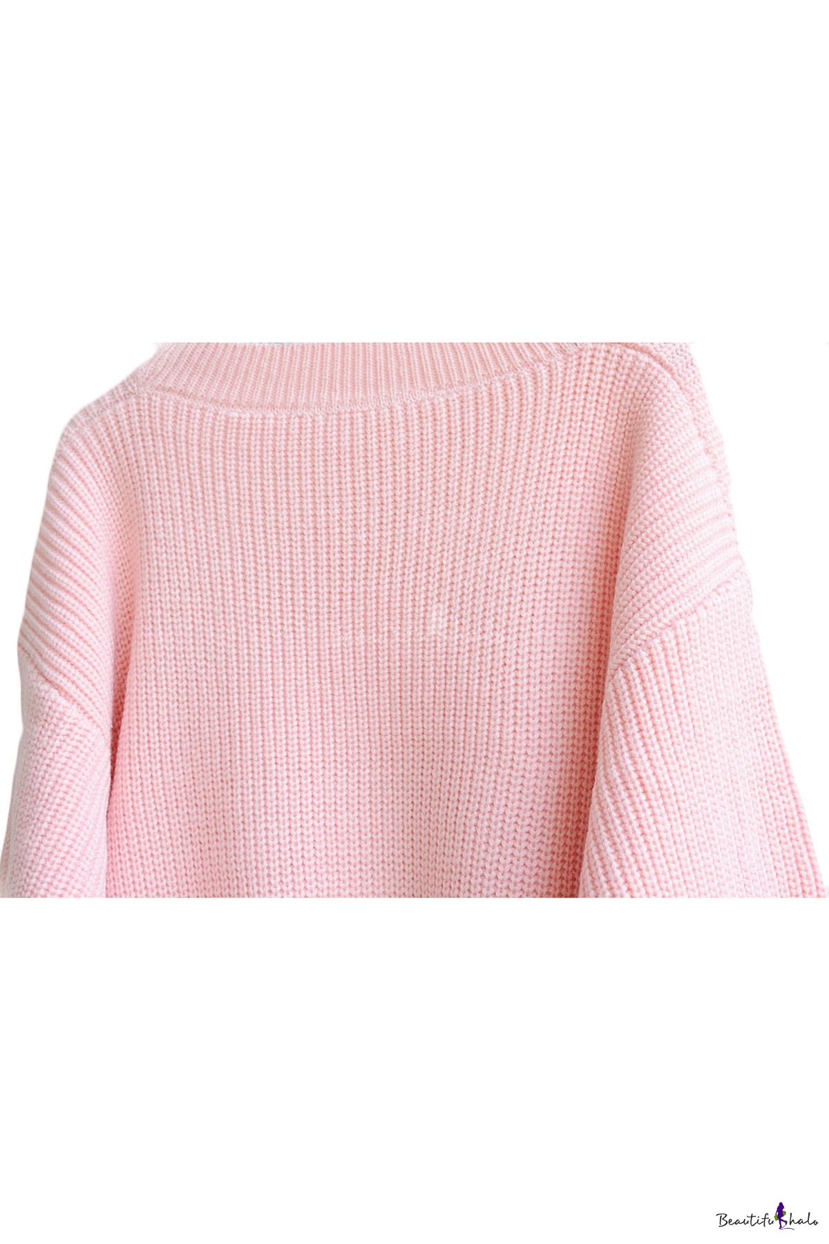 Plain Long Sleeve Hollow Fitted Sweater - Beautifulhalo.com