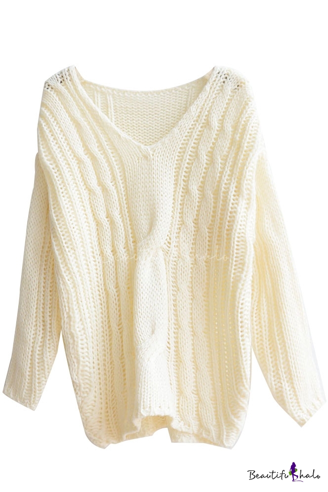 beaded long sleeve cable knit sweater