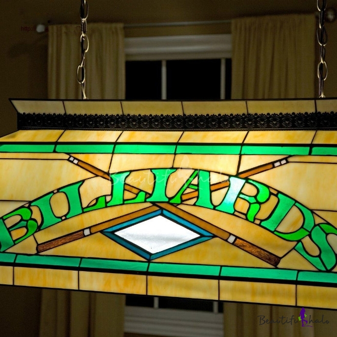 Billard Pool Table Lamp Stained Glass Tiffany 2 Light Pendant Lighting 1534