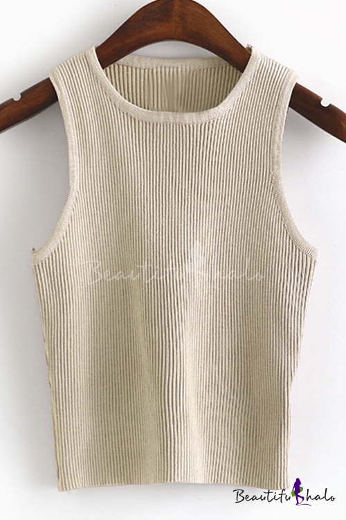 Plain Short Textured Vest - Beautifulhalo.com