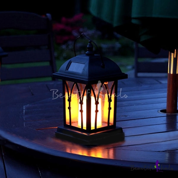 Mission Style Warm White Led Solar Lantern 8 H Portable Outdoor Lighting With Candle Design Beautifulhalo Com