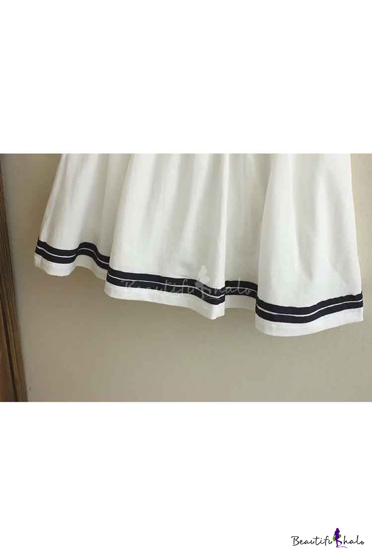 Chic A-Line Striped Hem Mini Overall Skirts - Beautifulhalo.com
