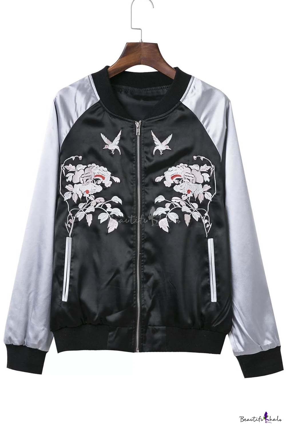 Fashionable Bird Floral Embroidered Detail Jacket - Beautifulhalo.com