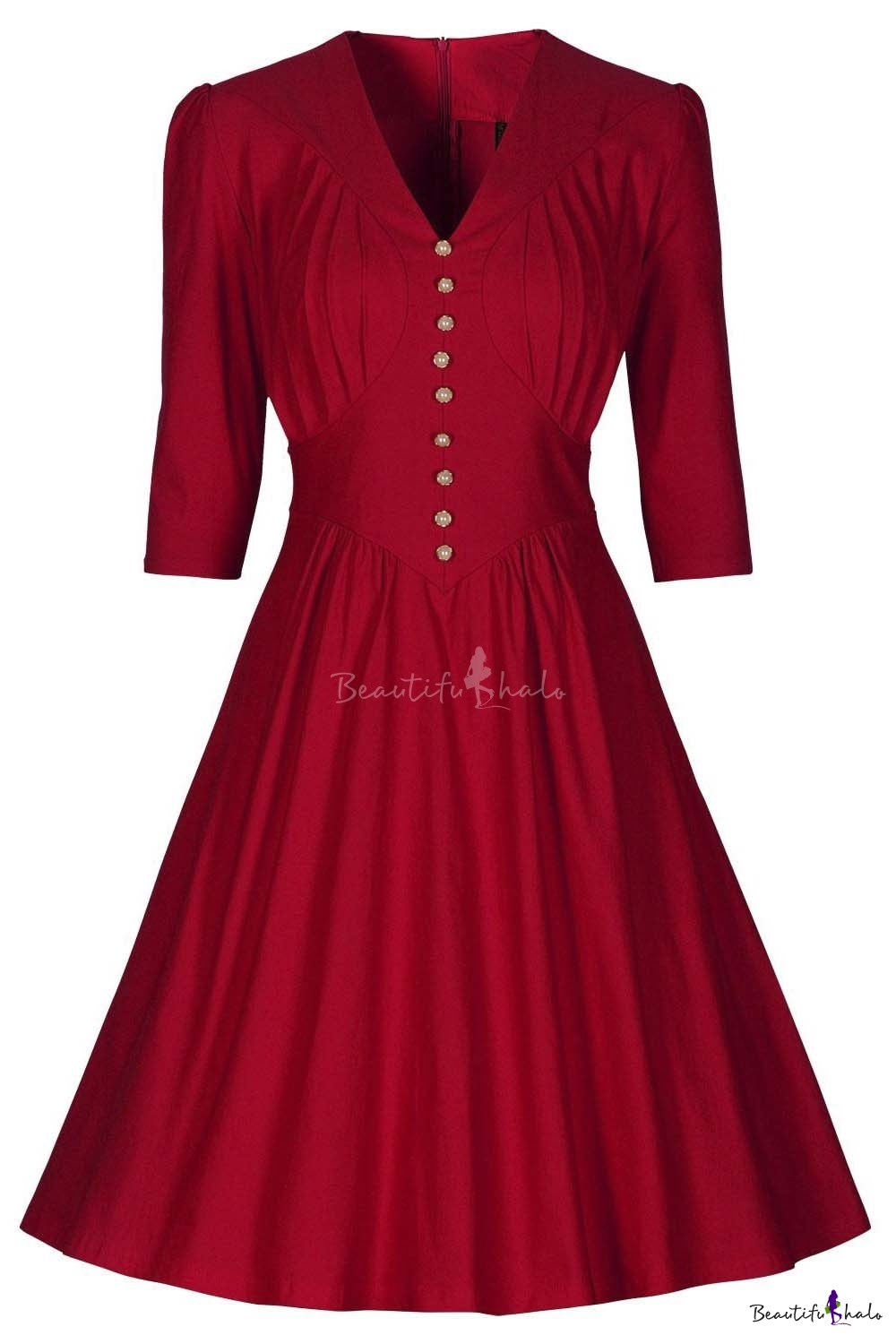 deep v neck swing dress