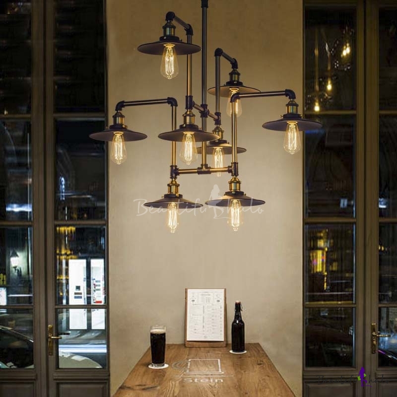 Industrial Style 8 Light Large LED Pendant Chandelier Commercial Coffee