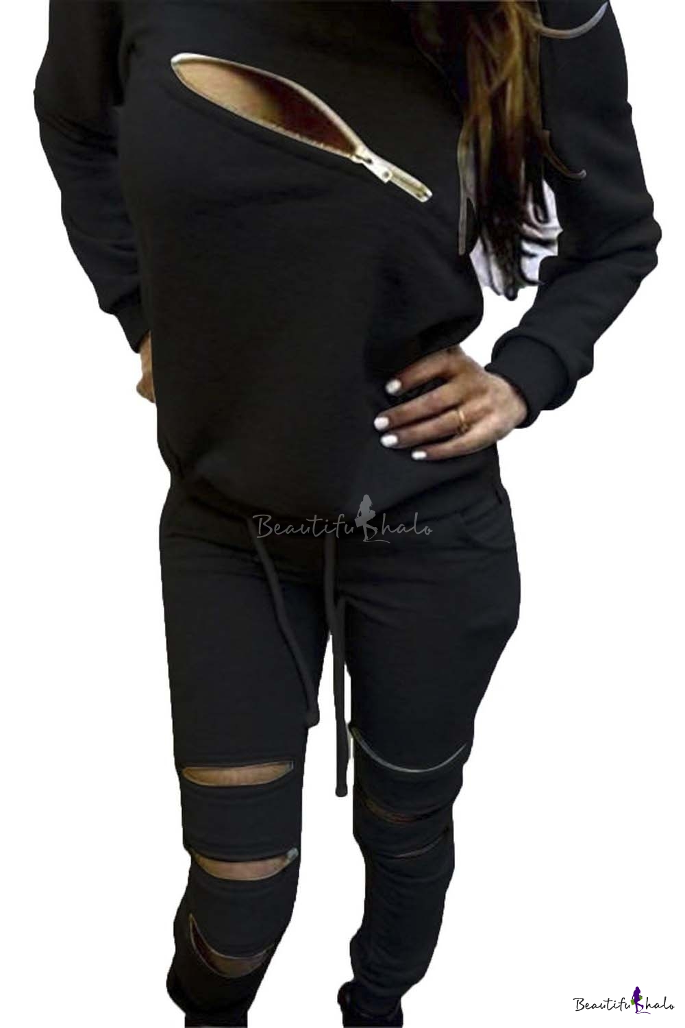 womens black jogger set