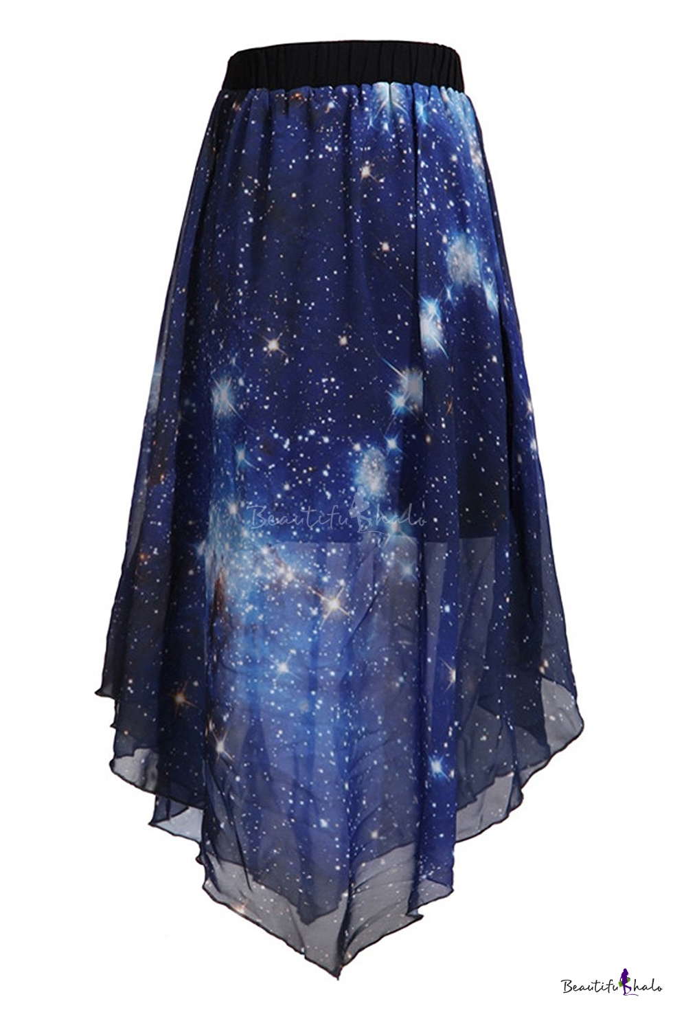 Pleated Chiffon Galaxy Cosmic Digital Printed Skirts - Beautifulhalo.com