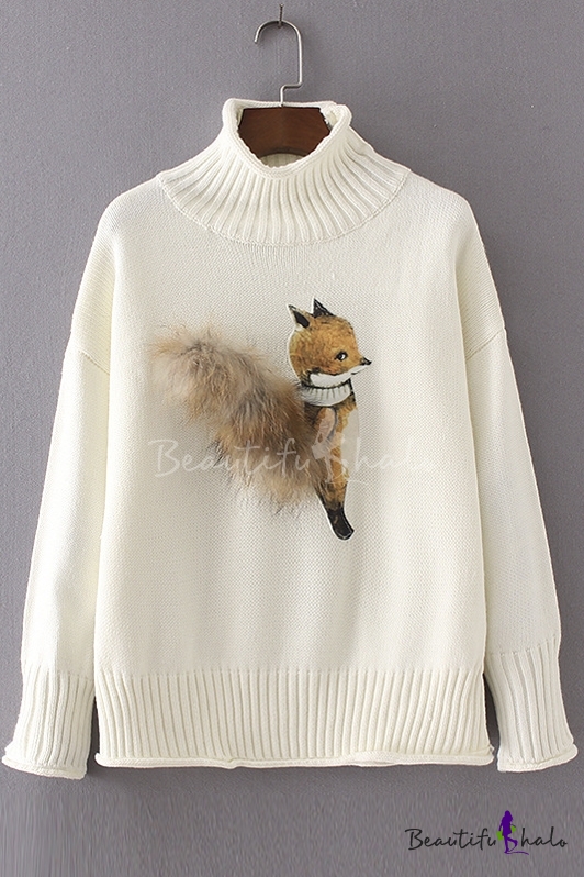 fox print sweater