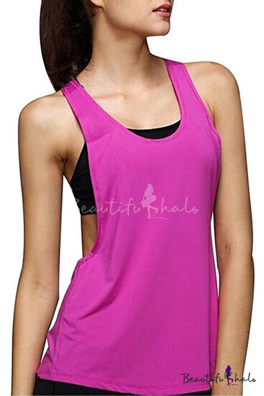 Womens Sexy Open Side Sleeveless Loose Sport Tank Top 2034