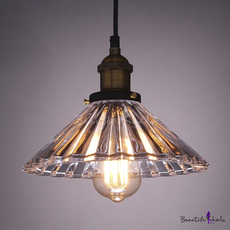 Single Light Industrial Crystal Glass Shade Bedroom ...