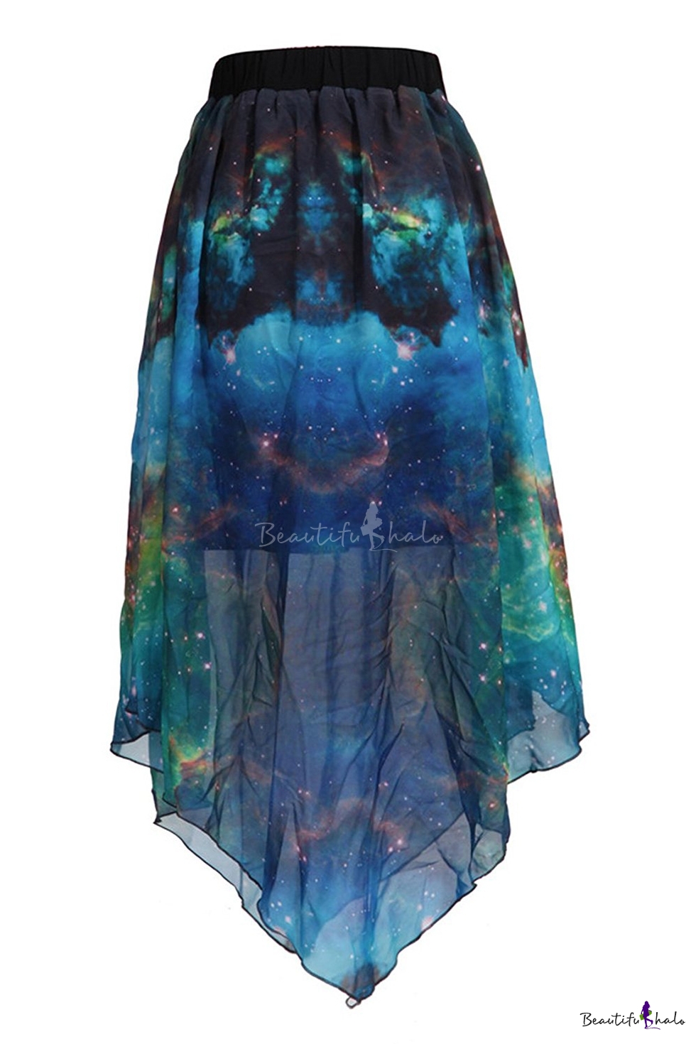 Pleated Chiffon Galaxy Cosmic Digital Printed Skirts - Beautifulhalo.com