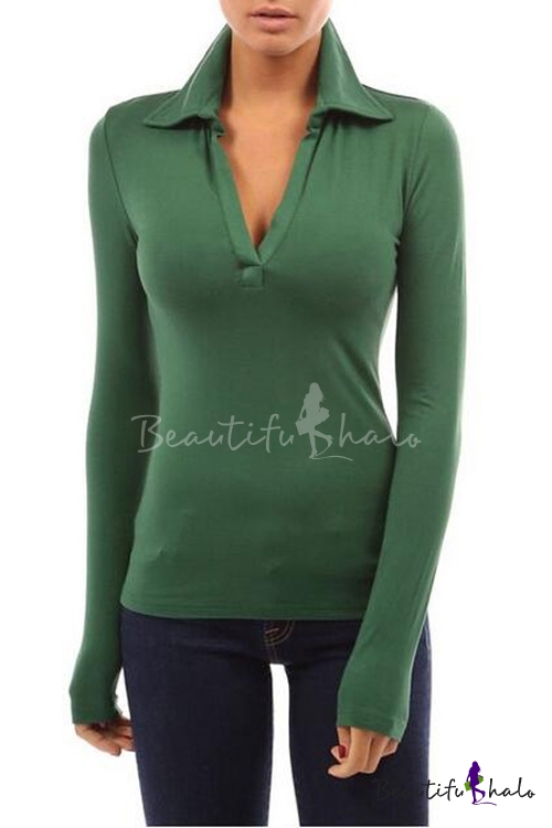 women's long sleeve collared shirts