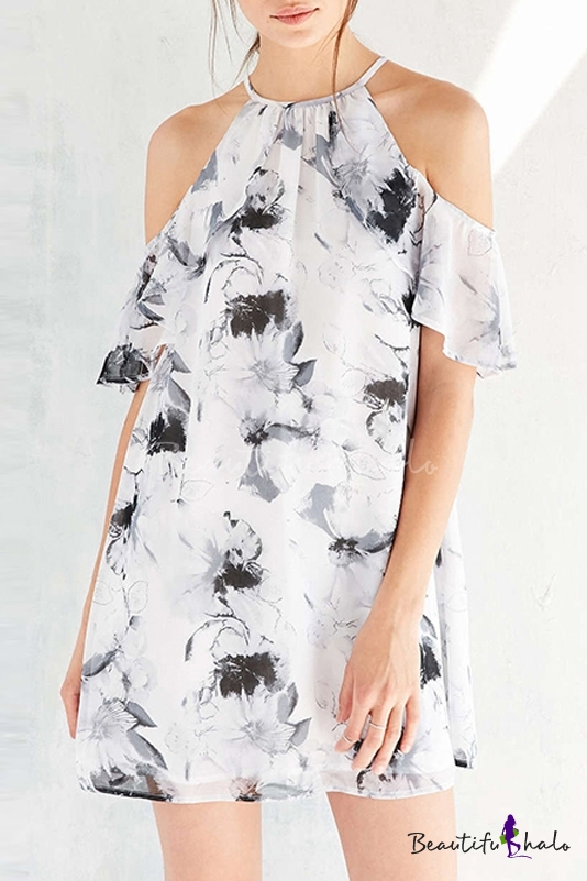 cold shoulder halter dress