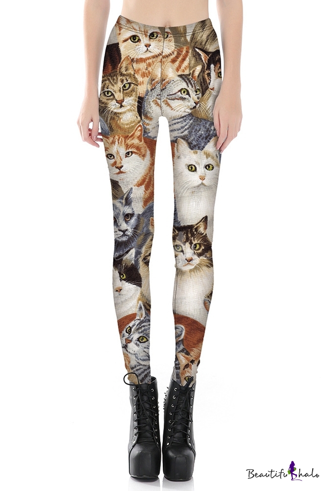 waist cat print 3d design seamless panties for women