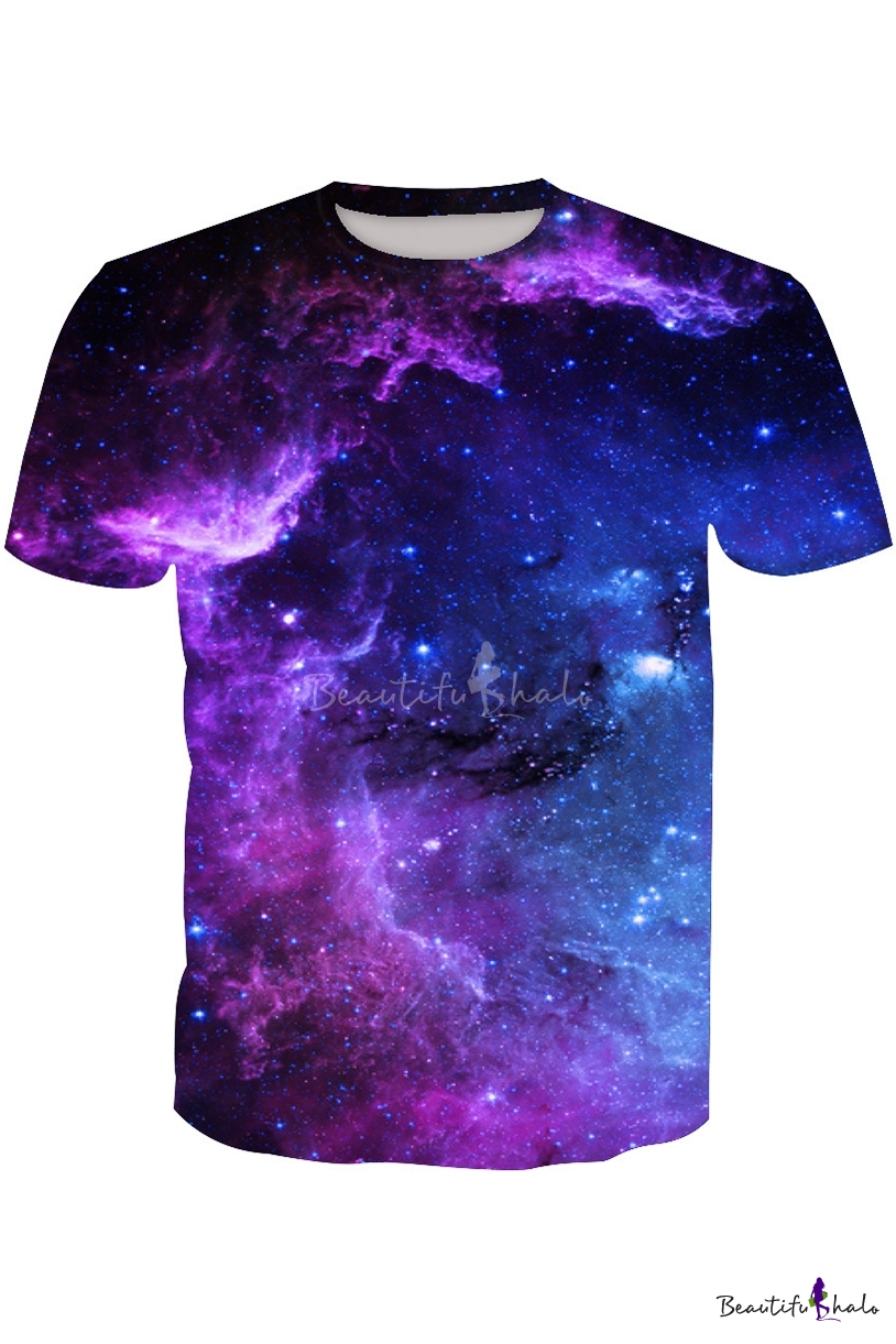 Huazi2 Mens Women Casual Galaxy Nebula 3D Print Short Sleeve T-Shirt Graphic Tops Green