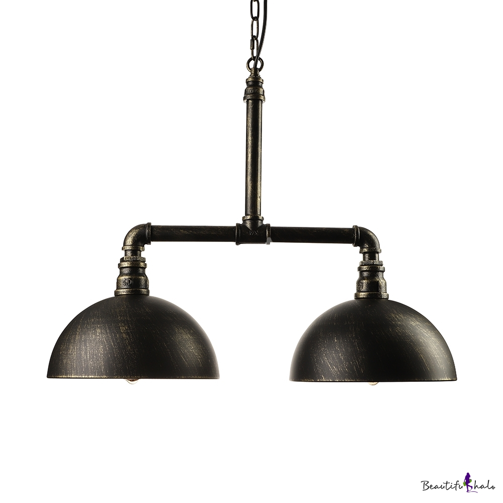 Industrial Dome Shaped Island Light in Black Finish 2 Lights, 25 ...