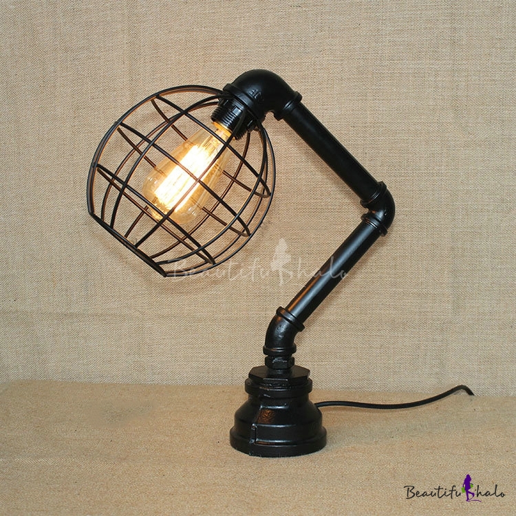 Industrial Table Lamp With Pipe, Black Industrial Table Lamp Shade