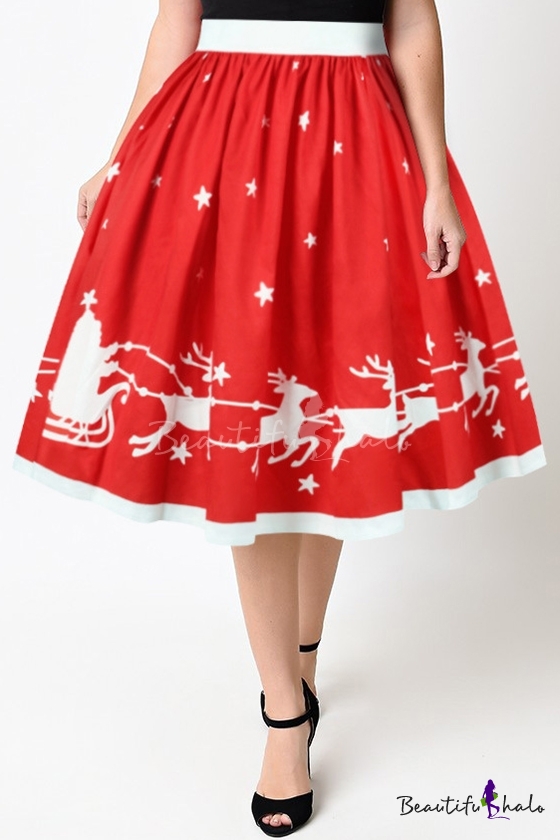 elk striped skirt