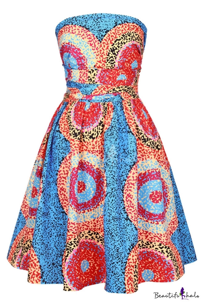 strapless fit and flare mini dress