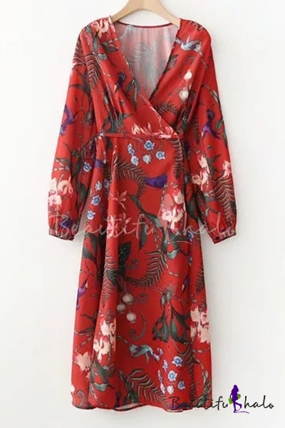 blouson sleeve wrap dress