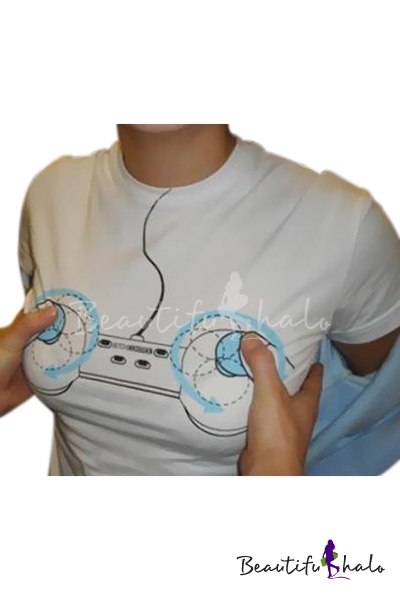 Game Controller Printed Round Neck Short Sleeve Tee - Beautifulhalo.com