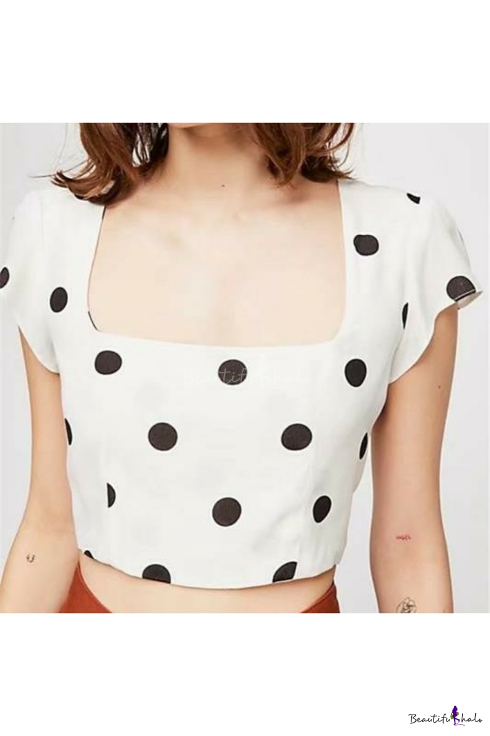 polka dot crop blouse