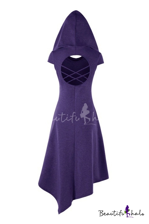 purple hooded dress