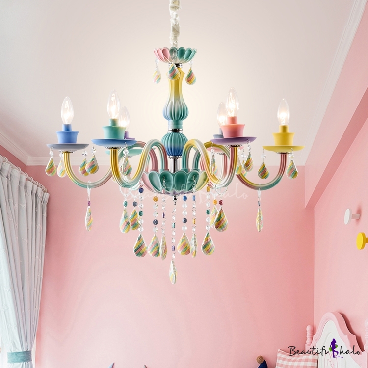 Fancy Crystal Chandelier Candle Style Girls Bedroom Chandelier With Crystal Balls