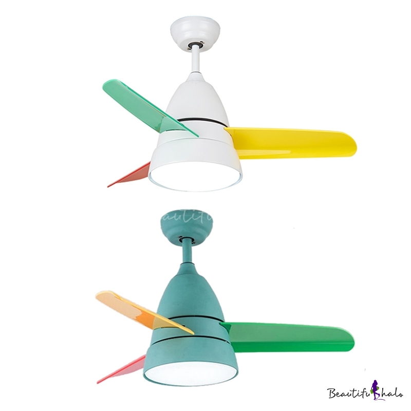 Colorful Blade Children Ceiling Fan With Light Globe 14 18 Wide