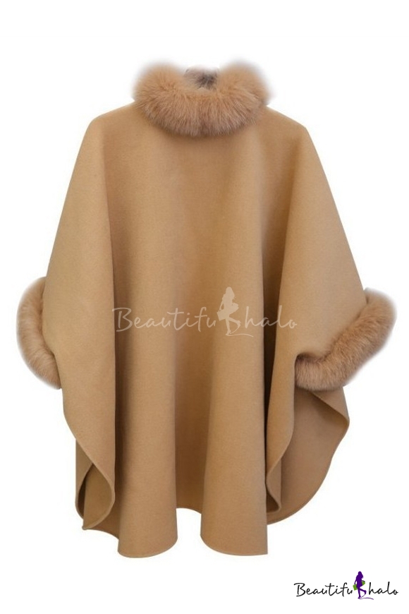 fur trim cape coat