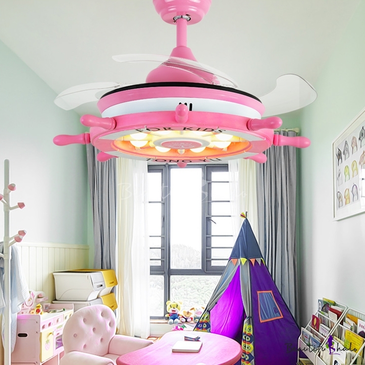 14.18'' W Reversible Nautical Style Anchor Blue/Pink Kids Ceiling Fan ...