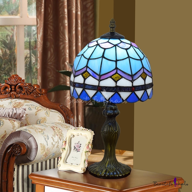 Dome Shaped Shade Tiffany Stained Glass Baroque Design 14 H Table Lamp