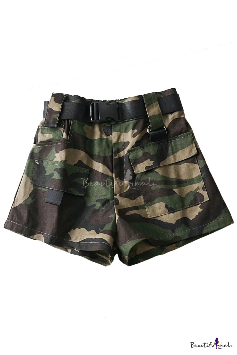 high waisted camo shorts