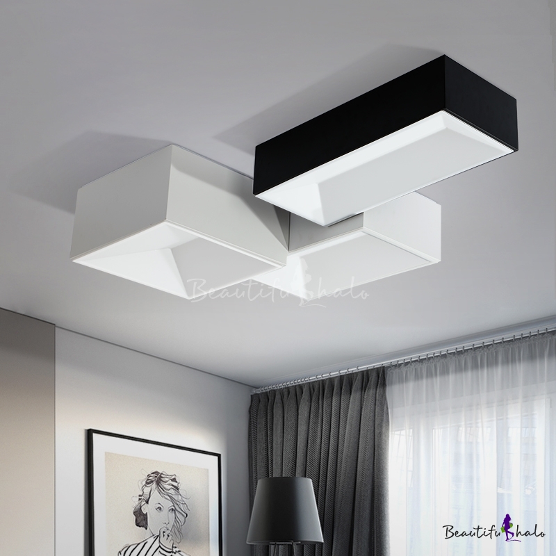 Modern Led Flush Mount Lighting 24w Square Recessed Lighting Rectangular Surface Mount Lighting In Black Silver 3 Designs For Options