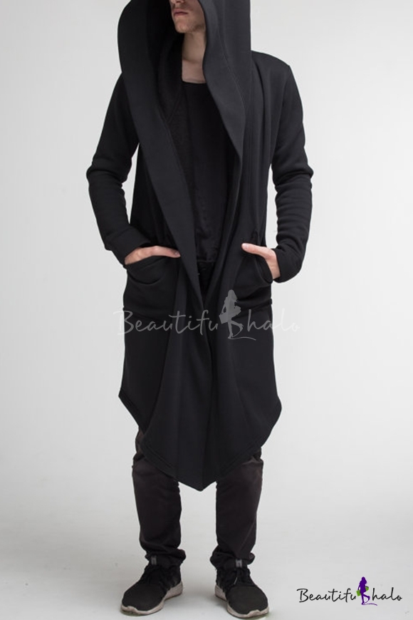 mens black hooded parka