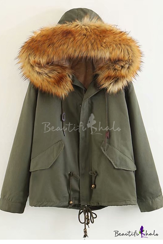 winter coat with fur trimmed hood