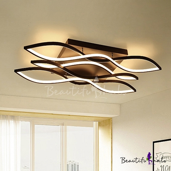 Brown LED Wave Ceiling Light Home Decorative 37W-152W 1/2/3/5 Light ...