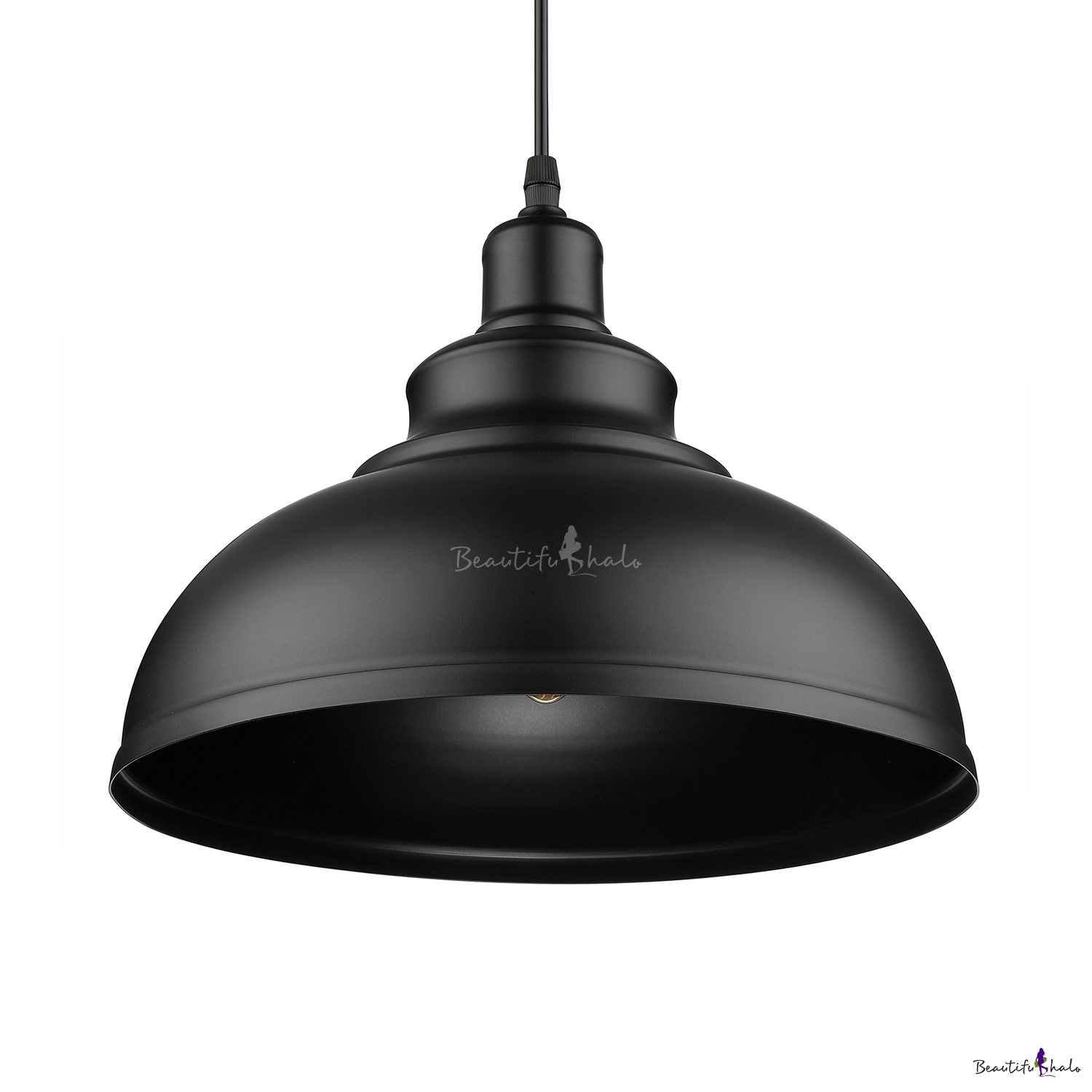 Industrial Metal Dome Pendant Light In Black For Kitchen Island