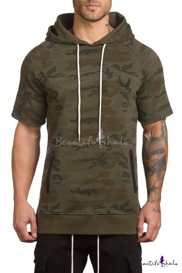 Soulstar Mens Feta Hooded Sweatshirt Camouflage Print Designer Zip Up Hoodie