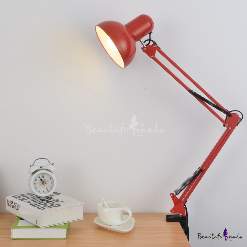 1 Light Swing Arm Desk Lamp Modernism, Red Desk Led Lights
