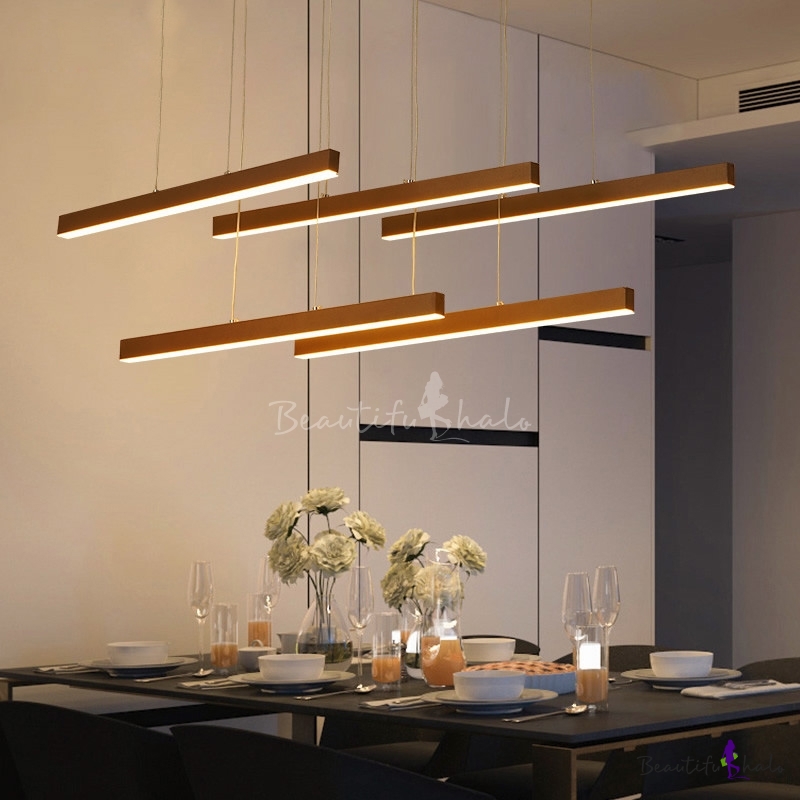 Straight Bar Hanging Light Simplicity Metal Multi Light Suspended Light ...