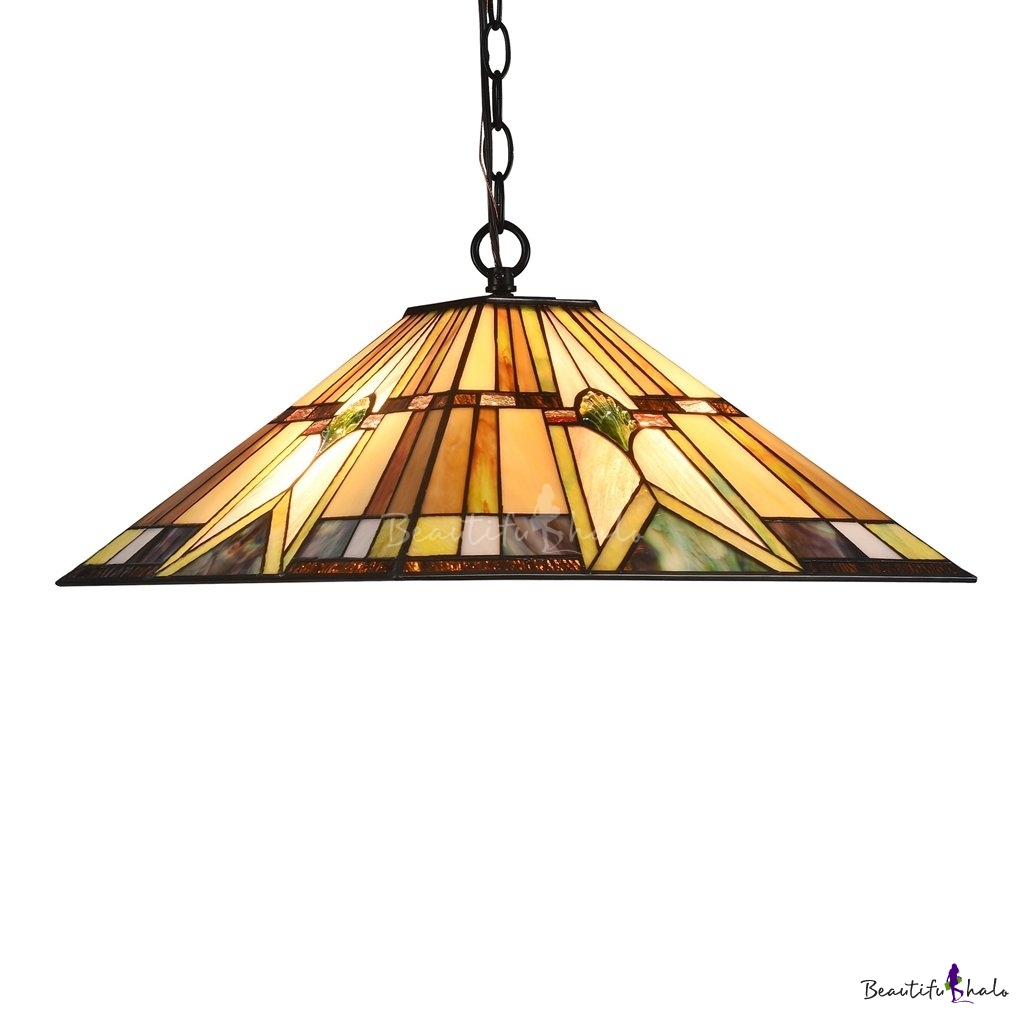 Geometric Suspension Light Tiffany Style Mission Stained Glass 1 Light ...