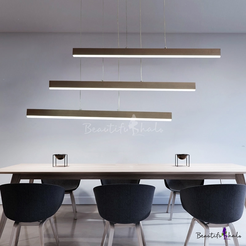 Straight Bar Hanging Light Simplicity Metal Multi Light Suspended Light ...