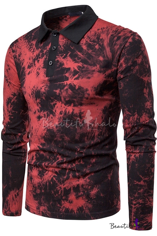 long sleeve red polo shirt mens