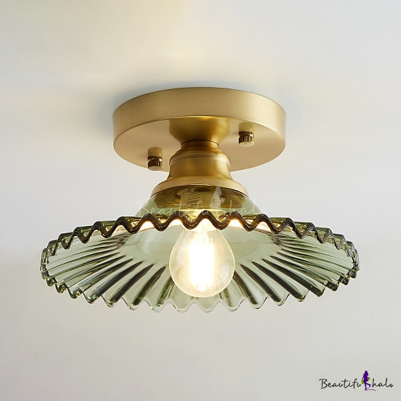 green glass semi flush ceiling light