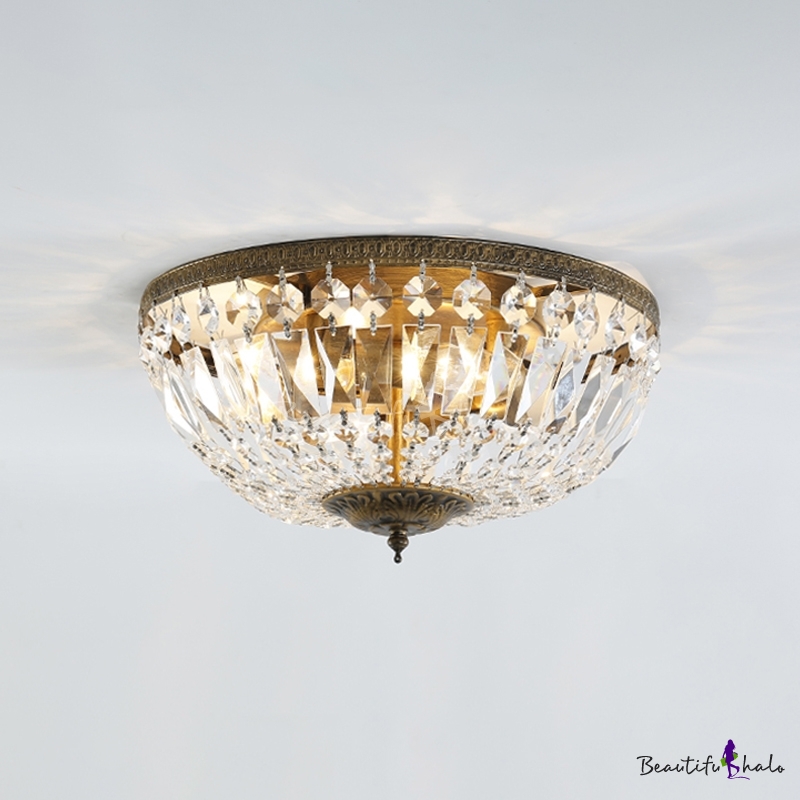 4/6 Lights Bowl Shade Ceiling Light Retro Style Vintage Crystal Flush ...